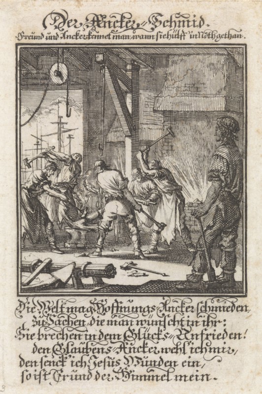 Anchor blacksmith, someone who made ship anchors or wall anchors, Caspar Luyken, Anonymous, 1711