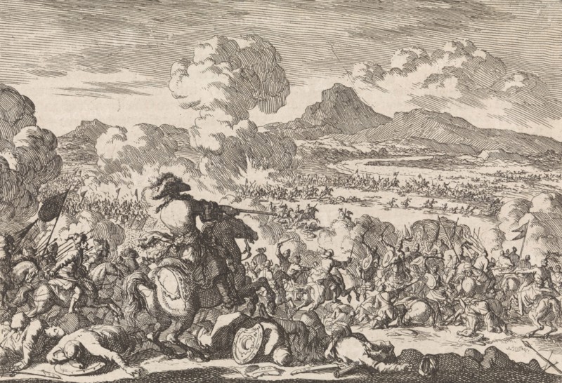 Victory of Prince Eugene against the Turks on the Tisza, 1697, Jan Luyken, Pieter van der Aa (I), 1698