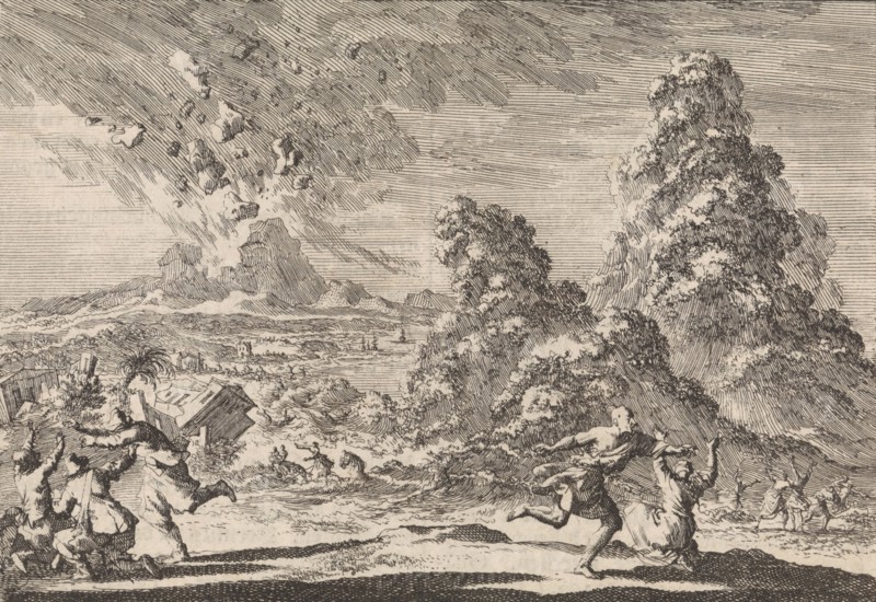 Earthquake in Ambon, Indonesia, 1674, Jan Luyken, Pieter van der Aa I, 1698