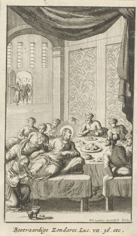 Christ anointed by a sinful woman, Jan Luyken, 1681