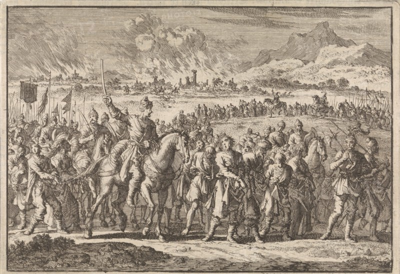 Raid of Tatars in Poland, 1666, Jan Luyken, Pieter van der Aa (I), 1698