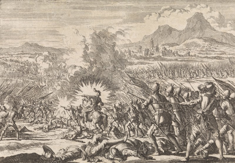 Victory of the Portuguese against the Spaniards in Villaviciosa, 1665, Jan Luyken, Pieter van der Aa (I), 1698