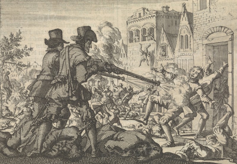 Murder of reformed people at Tirano, 1620, Jan Luyken, Pieter van der Aa (I), 1698