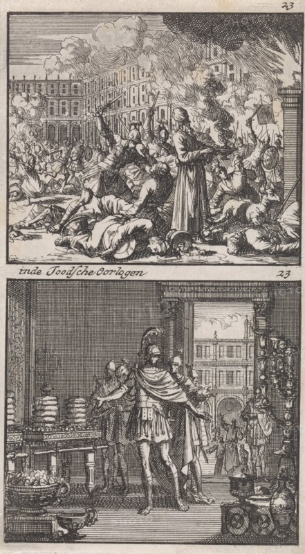 Invasion of the Temple by Pompey's soldiers, Jan Luyken, Barent Visscher, Andries van Damme, 1698