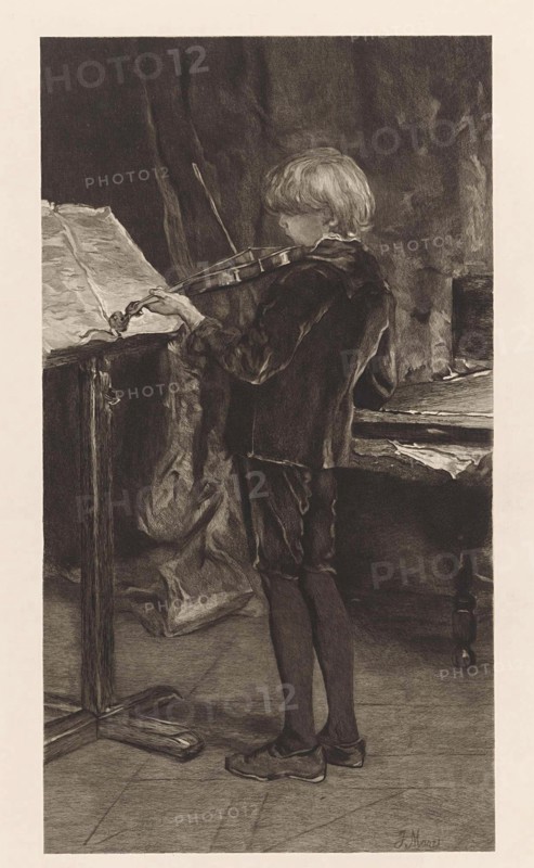 Young violin player, Willem Steelink (I), 1866 - 1928
