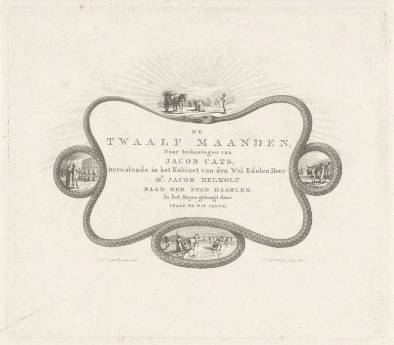 Cartouche of a snake biting, print maker: Izaak Jansz. de Wit, Joannes Pieter Visser Bender, 1807