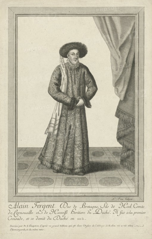 Portrait of Alain IV, Duke of Brittany, he wears a fur hat, print maker: Nicolas Pitau (I) (mentioned on object), Dating 1644 - 1671