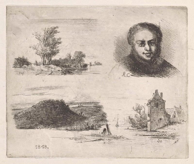 Creation Sets of the Hague Etsclub, Jan Weissenbruch, Reinier Craeyvanger, Lambertus Hardenberg (1822-1900), 1848