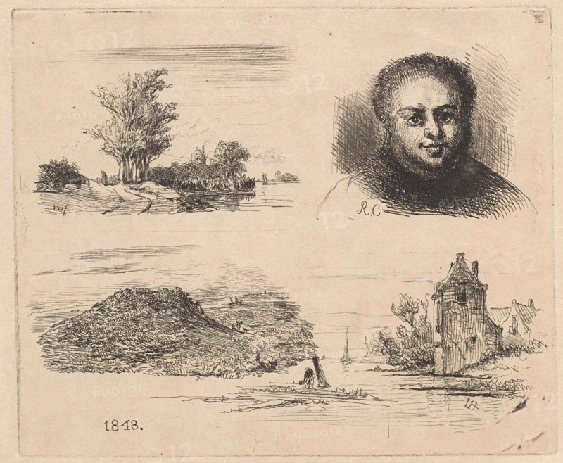 Creation Sets of the Hague Etsclub, Jan Weissenbruch, Reinier Craeyvanger, Lambertus Hardenberg (1822-1900), 1848
