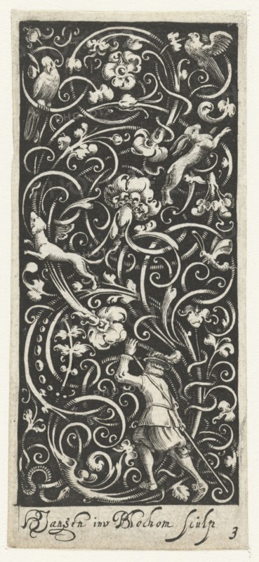 Hunter with long stick, Bartholomew of Lochom, Frederik de Wit, after 1680-1690