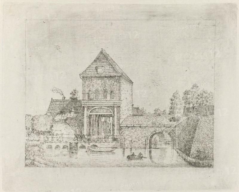 Linschoterpoort at Oudewater, EThe Netherlands, berhard Cornelis Rahms, 1860