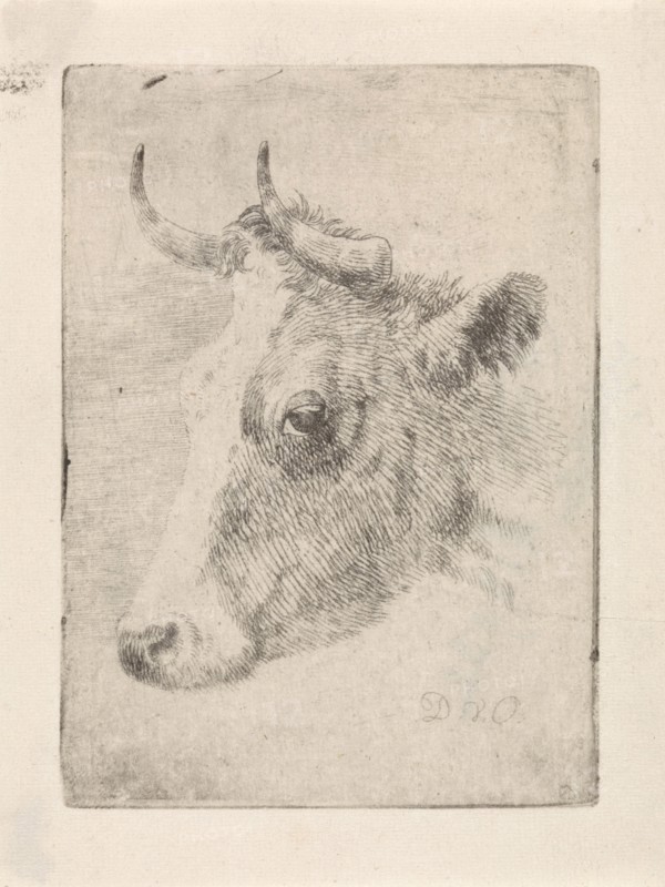 Head of a bull, Dirk van Oosterhoudt, 1766 - 1830