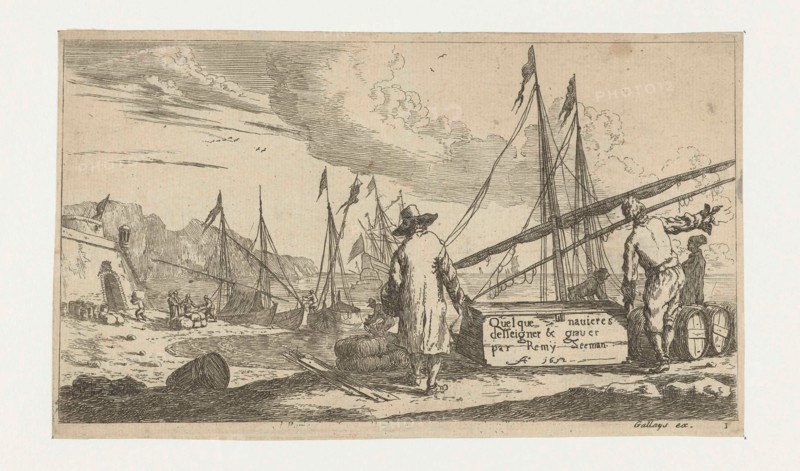 Port on the Mediterranean coast, print maker: Reinier Nooms, Pierre Gallays, 1652 and/or 1702 - 1749