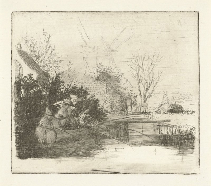 Anglers at a river, Henry Pauw van Wieldrecht, 1910