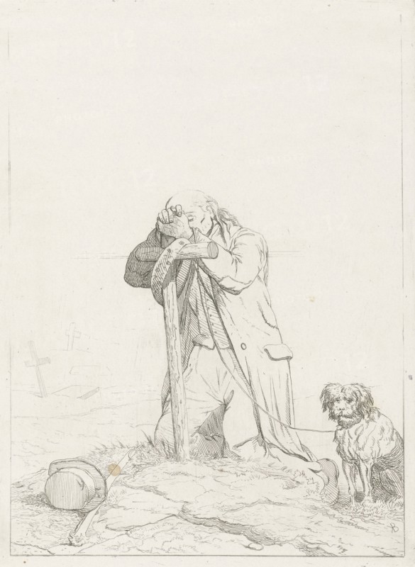 Beggar at a cemetery, Karel Frederik Bombled, 1832 - 1902