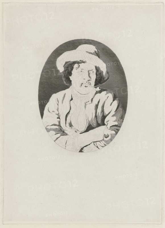 Unknown pipe smoking man, Johannes Philippus Lange, Ary de Vois, 1820 - 1849