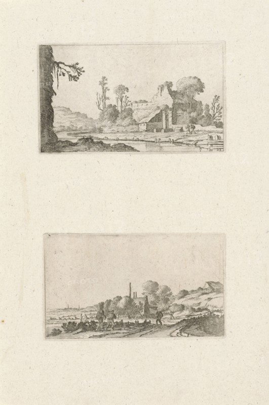 Ruin converted to a farmhouse and hikers in the dunes, Gillis Scheyndel I, 1605-1653