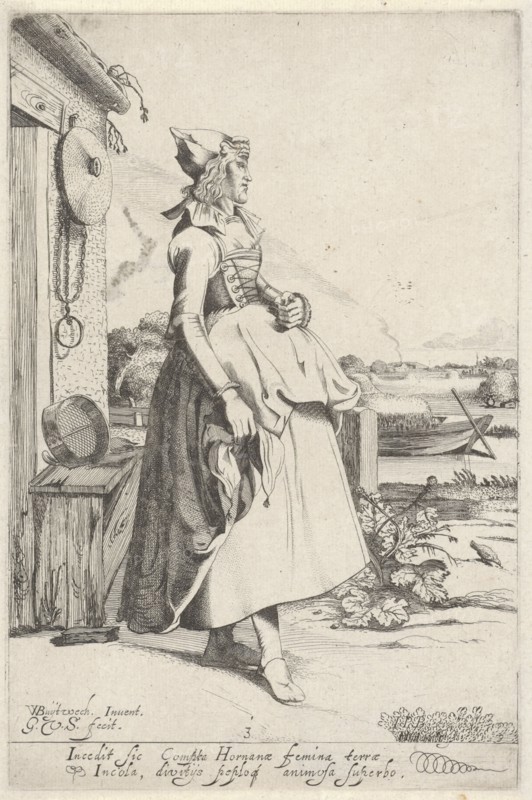 Girl from Hoorn, sideways, The Netherlands, Gillis van Scheyndel (I), Clement de Jonghe, 1645 - 1670