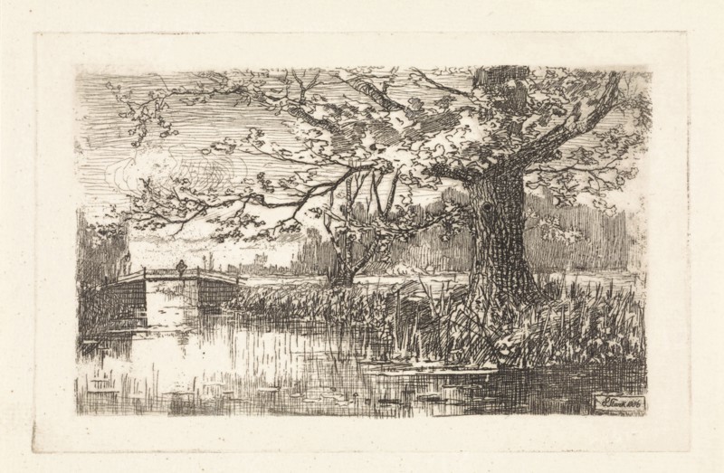 Landscape with tree and bridge, Elias Stark, 1886