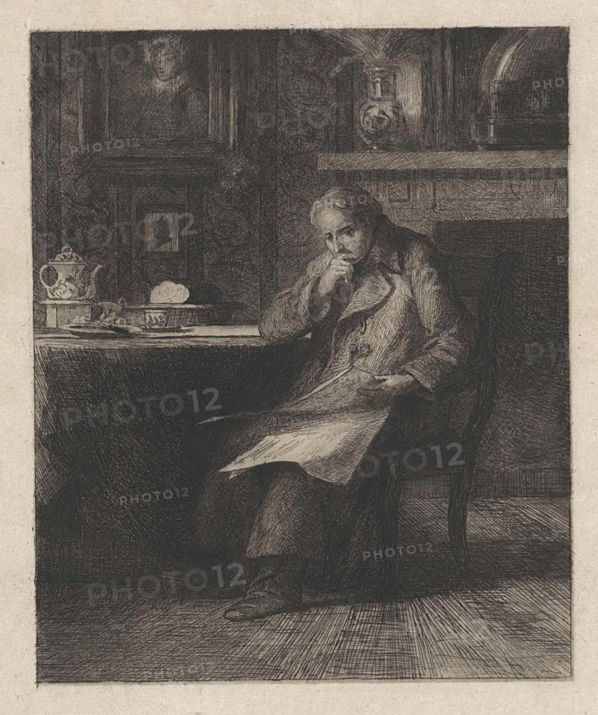 Man reading newspaper, Willem Steelink (II), 1866 - 1928