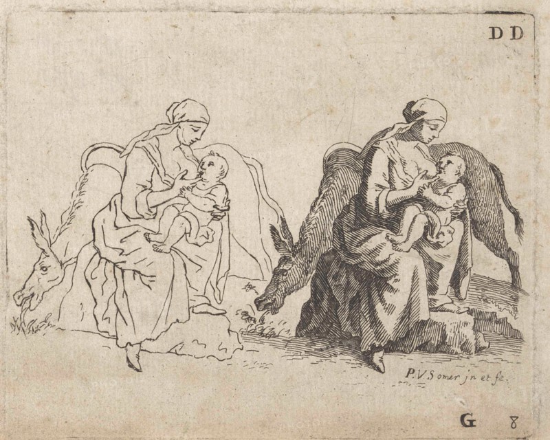 Lactating mother with a donkey, Paul van Somer (II), 1670 - 1697