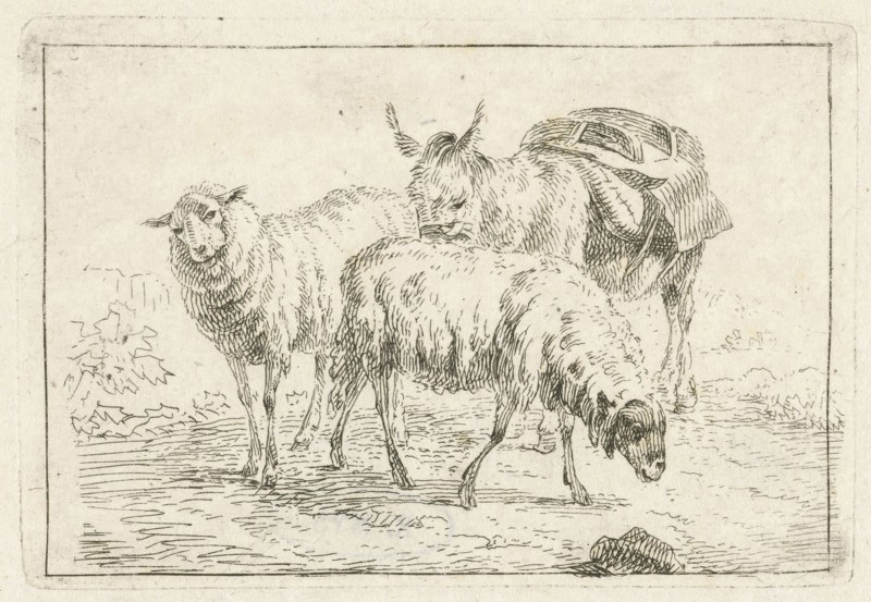 Donkey and two sheep, Frédéric Théodore Faber, 1805