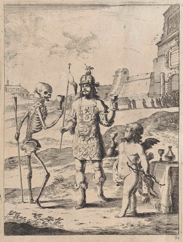 Fable of Cupido, Death and Reputation. Dirk Stoop, John Ogilby, 1665