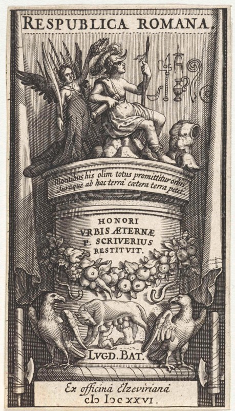 Rome crowned by Fame, print maker: Pieter Serwouters, Bonaventura Elzevier, Abraham Elzevier I, 1626