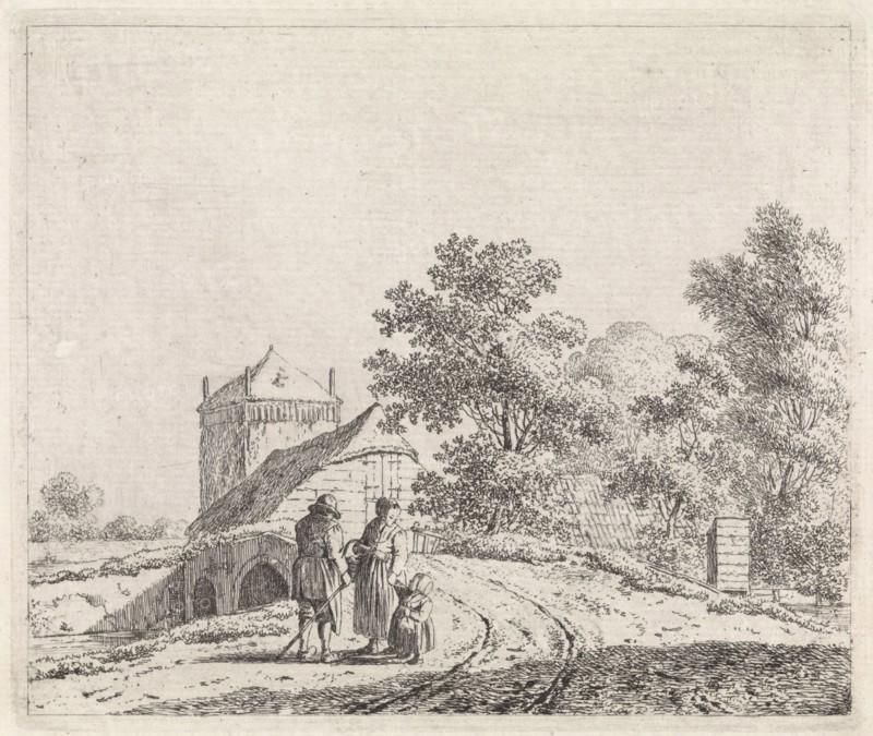 Landscape with stone bridge, Johannes Christiaan Janson, 1778 - 1823