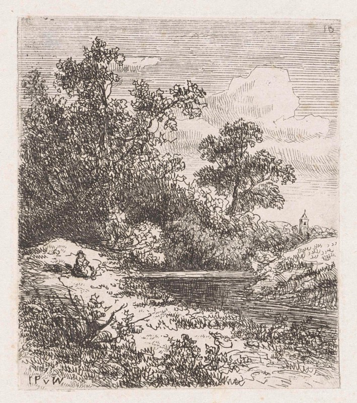 Women on the banks of a river, Johannes Pieter van Wisselingh, 1830 - 1878