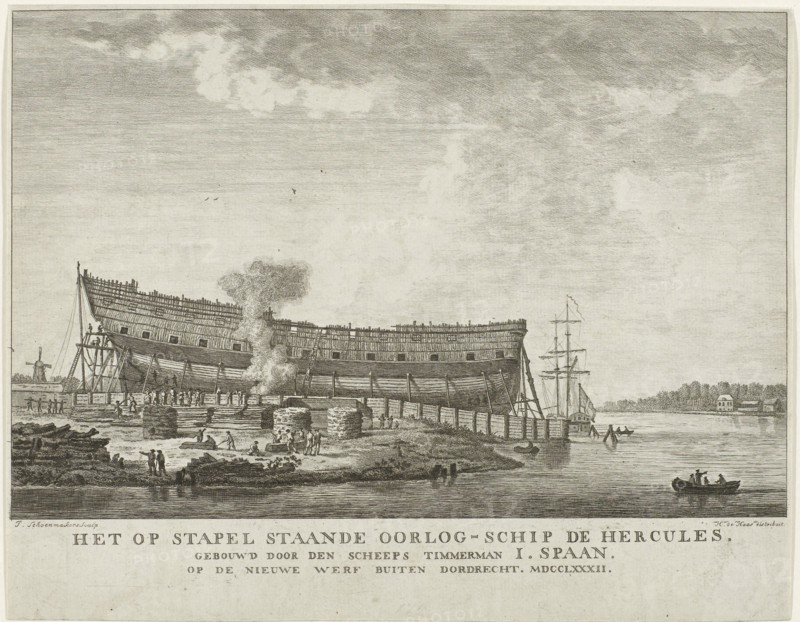 Warship Hercules, 1782, Johannes Schoenmakers, Hendrik de Haas, 1782