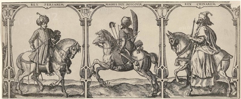 Three equestrian portraits, print maker: Claes Jansz. Visscher II, 1596 - 1630
