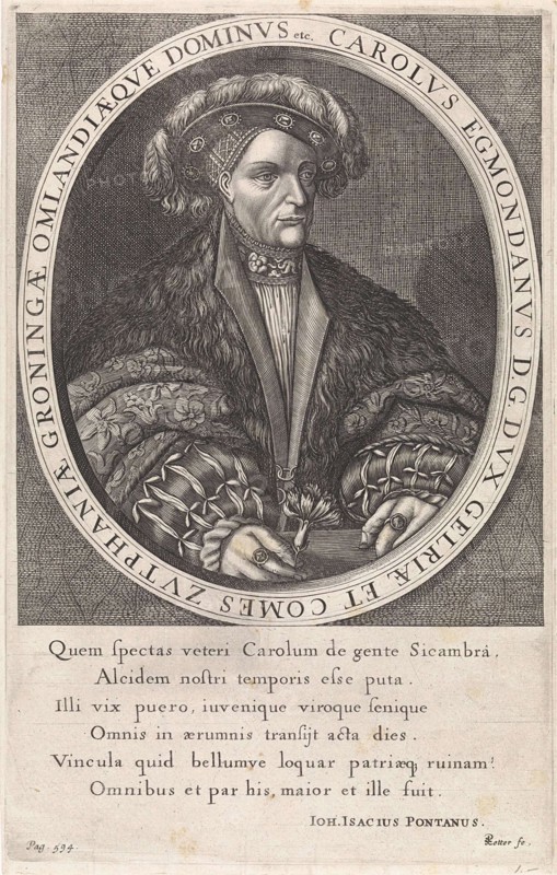 Portrait of Charles of Egmond, Paul de Zetter, Johannes Isacius Pontanus, 1639