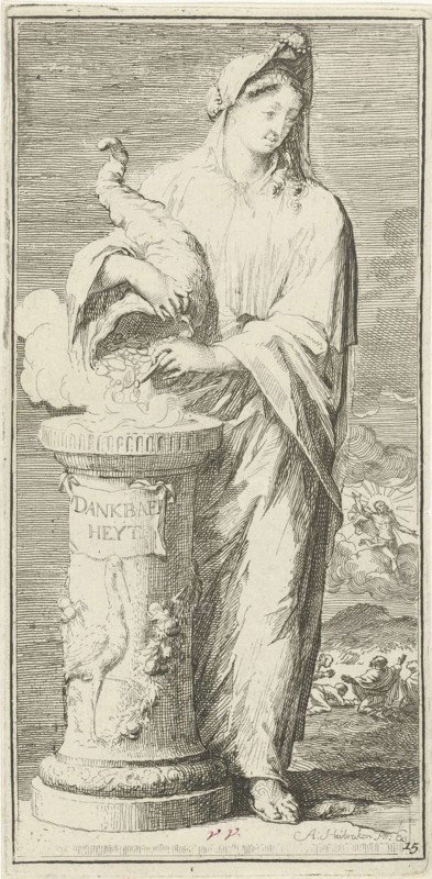 personified Gratitude, Arnold Houbraken, 1710 - 1719