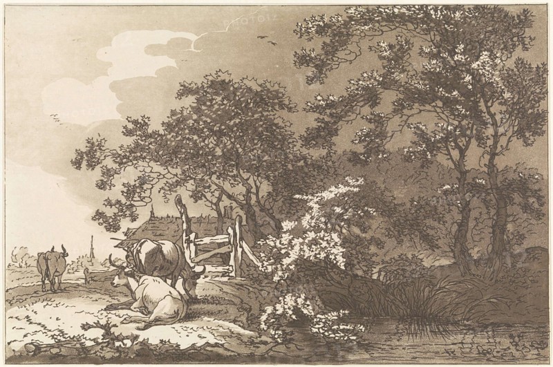 Landscape with cows, Hendrik Meijer, Timothy Sheldrake, 1789 - 1793