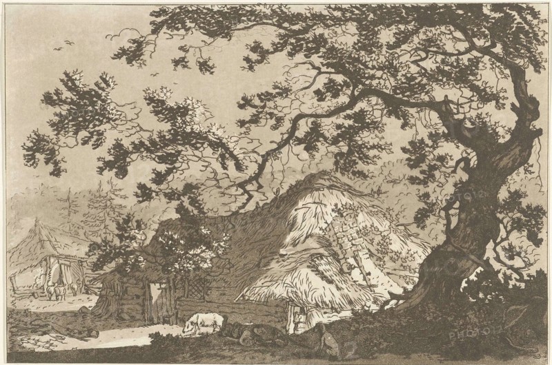 Landscape with two farms, Hendrik Meijer, Timothy Sheldrake, 1789 - 1793