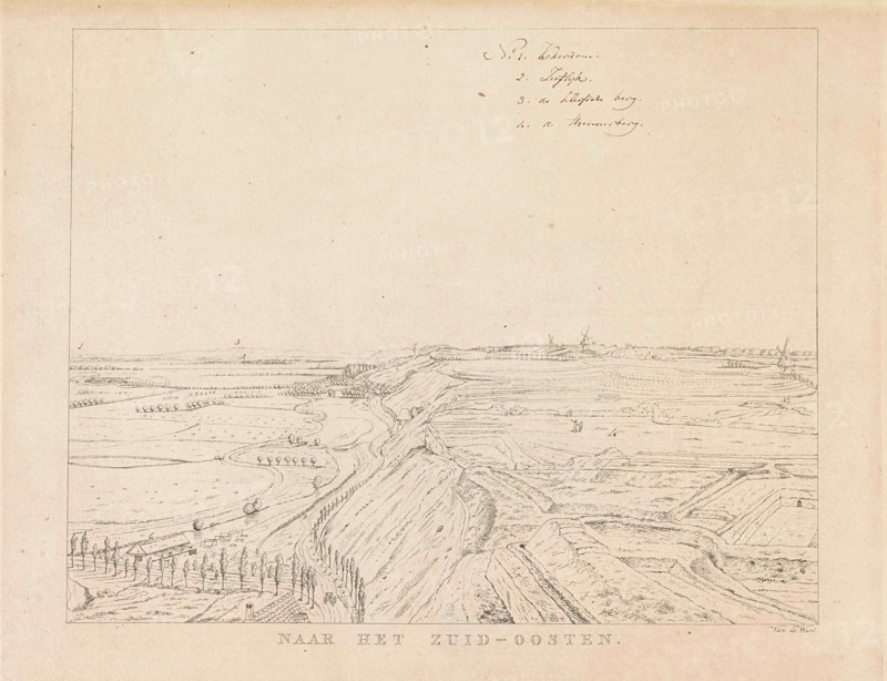 View of the countryside southeast of Nijmegen, The Netherlands, print maker: Derk Anthony van de Wart, 1815 - 1824