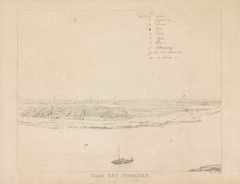 View of the Waal north of Nijmegen, Derk Anthony of Wart, 1815-1824, The Netherlands