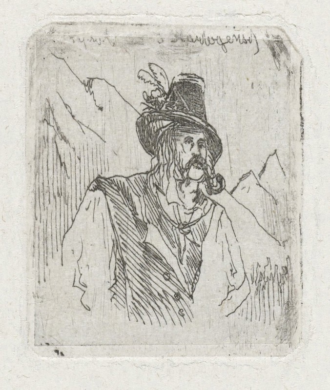 Tyrolean man in a mountain landscape, Joseph Hartogensis, c. 1837 - 1865