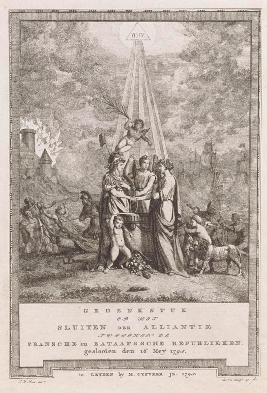 Allegory of the Alliance's close, 1795, Johannes Huibert Prins, 1795