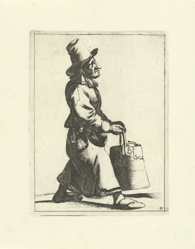 Man with bucket, Pieter Jansz. Quast, Frederik de Wit, 1639 - 1706