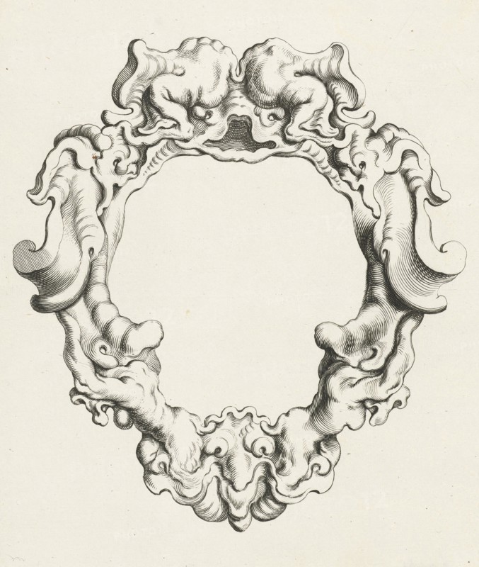 Cartouche with lobe ornament, the top two samples, Michiel Mosijn, Gerbrand van den Eeckhout, Clement de Jonghe, 1640 - 1655