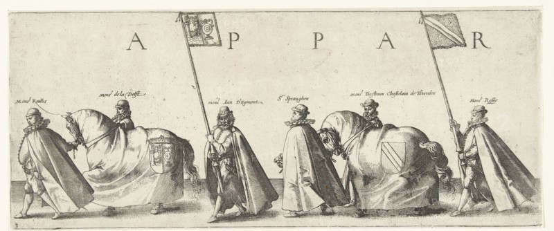 Funeral procession of William of Orange, page 3, Hendrick Goltzius, Willem Janszoon Blaeu, 1584
