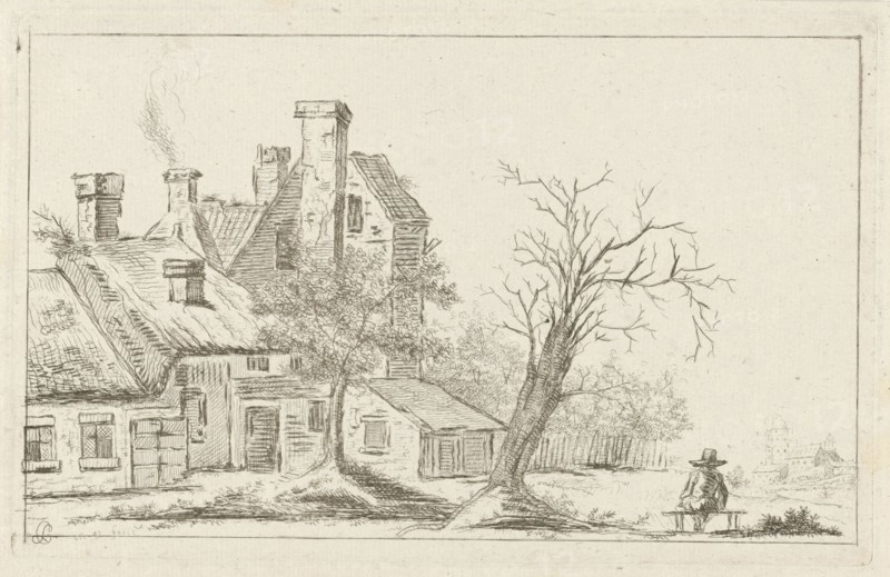 Landscape with houses, Charles Joseph Emmanuel de Ligne, 1774 - 1792