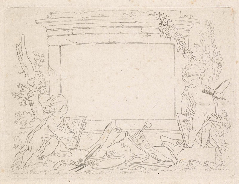 Vignette with drawing and painting gear, Derk Anthony van de Wart, 1782 - 1824
