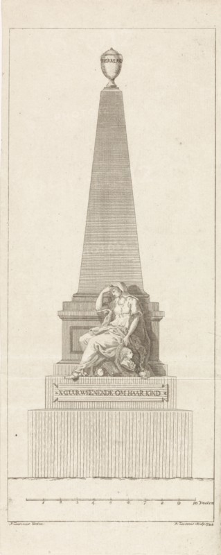 Design for a headstone in memory of Pieter Nieuwland, R. Ziesenis, 1795