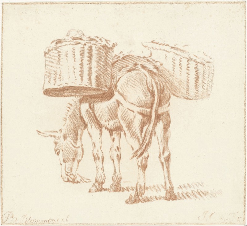 Loaded donkey, Jurriaan Cootwijck, 1724 - 1798