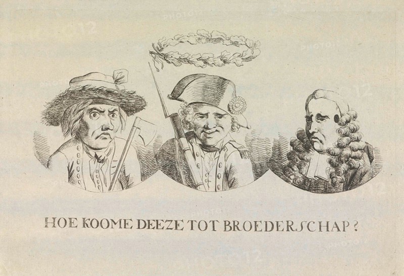 Cartoon on equality and brotherhood, 1795, print maker: Hermanus Fock attributed to, 1795