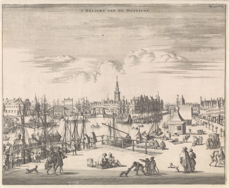 View from the Point on the harbor of Middelburg, The Netherlands, Jan Luyken, Johannes Meertens, Abraham van Someren, 1696