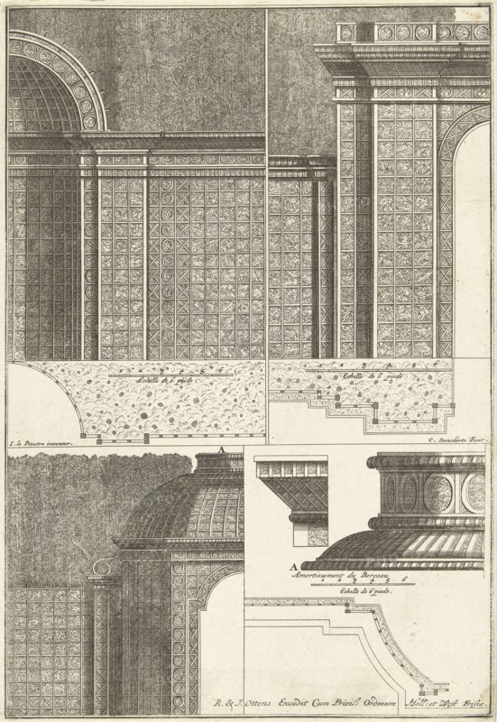 Three halves of latwerkpaviljoens, Cornelis Danckerts (II), Reinier Ottens (I), Reinier Ottens (II), 1726 - 1750